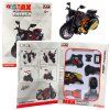 Motocykl Ke Skládání Šroubování DIY Kovový 1:14 Černo-Oranžový