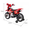 Elektrický motocykl Dětský Cross Červený + Pomocná kolečka + Zvuky LED