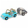 Turistický set Modré terénní auto se zvuky + Karavan 2