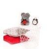 Medvídek z růží Rose Bear Šedý se Srdcem 25 cm šedo-červený