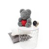 Medvídek z růží Rose Bear Šedý se srdcem šedo-červený 40 cm