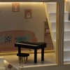 Domek dla lalek drewniany mebelki 80cm roz LED 178921