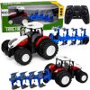 RC Traktor s víceradličným pluhem 1:24 Červený