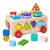 Dřevěný sorter Montessori na kolečkách tvary čísla 4