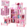 Domek dla lalek willa rozowa DIY 4 poziomy mebelki 106916%281%29