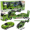 Vojenská sada Nákladní auto + Přepravník + Auto + Vrtulník Světla Zvuk