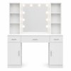 Velký kosmetický stolek s LED zrcadlem se skříňkami a zásuvkami 141x114x39 cm Bílý 2