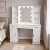 Velký kosmetický stolek s LED zrcadlem se skříňkami a zásuvkami 141x114x39 cm Bílý 4