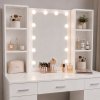 Velký kosmetický stolek s LED zrcadlem se skříňkami a zásuvkami 141x114x39 cm Bílý 5