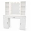 Velký kosmetický stolek s LED zrcadlem se skříňkami a zásuvkami 141x114x39 cm Bílý 7