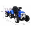 Elektrický traktor s přívěsem, 2.4GHz modrý rozměry