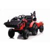 Dětský elektrický traktor STRONG s přívěsem červený