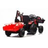 Dětský elektrický traktor STRONG s přívěsem červený 2