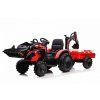 Dětský elektrický traktor STRONG s přívěsem červený 5