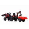 Dětský elektrický traktor STRONG s přívěsem červený 7
