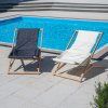 Dřevěné zahradní polohovací lehátko Premium Ecru PATIO 2