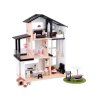 Moderní dřevěný domeček pro panenky ve stylu LOFT s panenkami a nábytkem 6