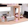 Moderní dřevěný domeček pro panenky ve stylu LOFT s panenkami a nábytkem 8