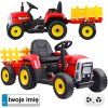 Dětský elektrický traktor s vlečkou červený 4